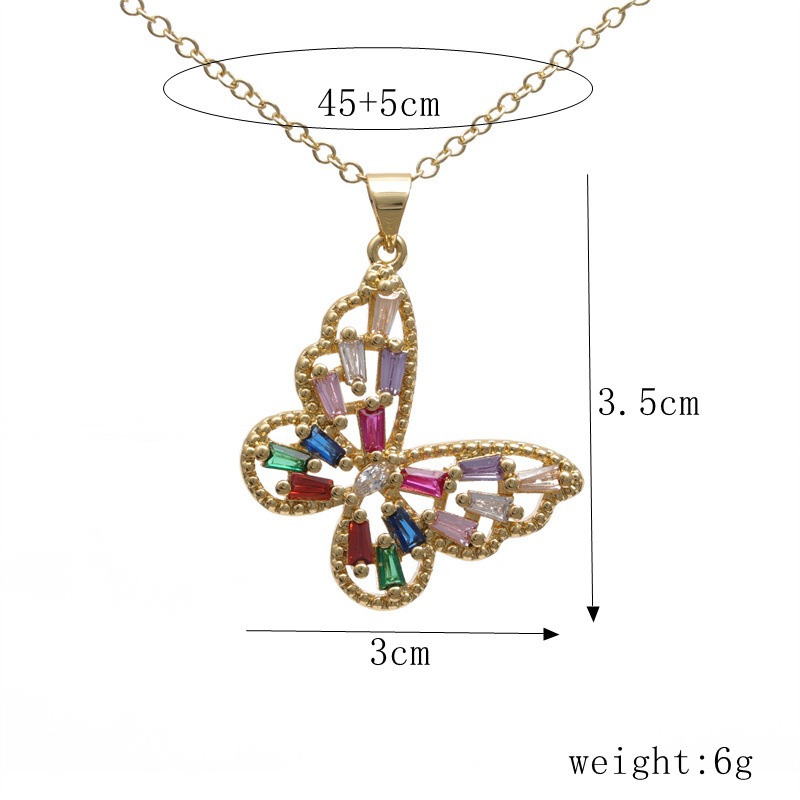 Fashion Butterfly Copper Necklace Inlay Zircon Copper Necklaces