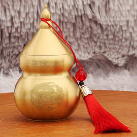 黄铜避火龙葫芦瓶化解厨房西北角乾位火烧天门红流苏铜葫芦摆件纯