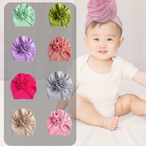 Ins new arrival solid color European and American baby hat spring/autumn flower corn kernel baby pullover cap children's sun protection Indian hat