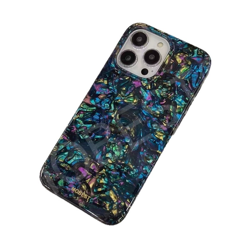 适用iPhone17幻彩贝母手机壳苹果16promax炫彩星空鎏光贝壳保护壳|undefined