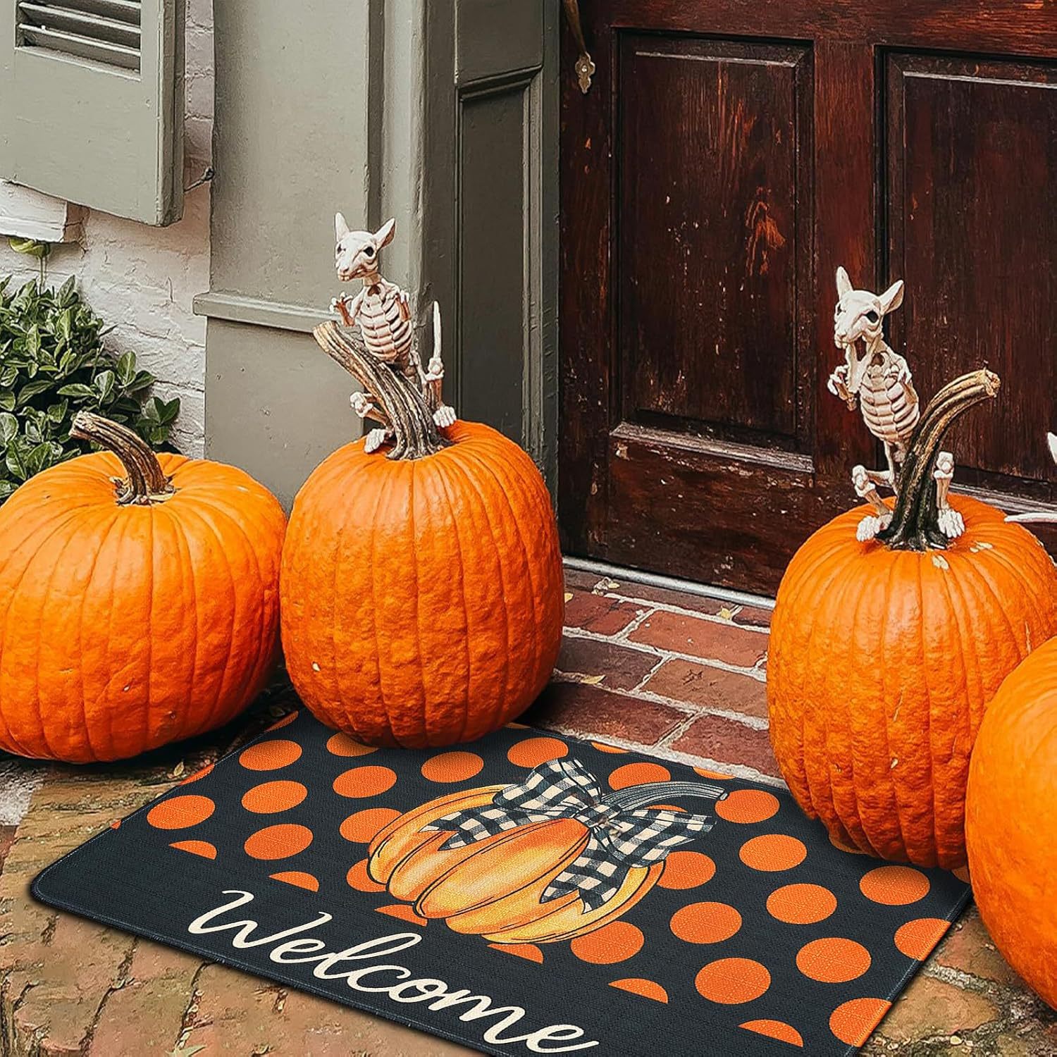 Halloween otoño calabaza alfombra de suelo en la puerta alfombra de lino alfombra de decoración textil al por mayor alfombra de pies