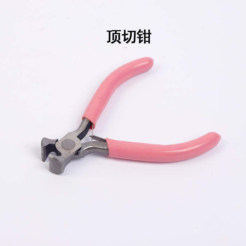 Juego de herramientas artesanales DIY, alicates de punta fina de 5 pulgadas con mango rosa, alicates para joyería sin dientes, alicates pequeños para joyería