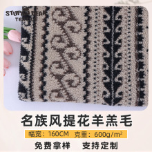 柯桥绒布 民族风提花羊羔毛 600g秋冬服装玩具外套羊羔绒布料