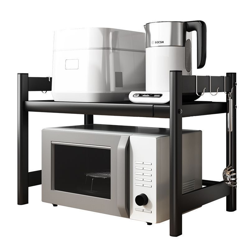 Estante de microondas retráctil de cocina estante de almacenamiento multifuncional horno doméstico estante de almacenamiento de mesa multicapa pin de fábrica image 6