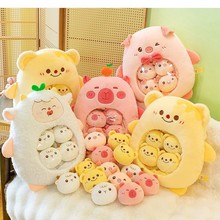 新款水豚抱枕毛绒玩具卡皮巴拉公仔零食玩偶娃娃沙发靠垫生日礼物