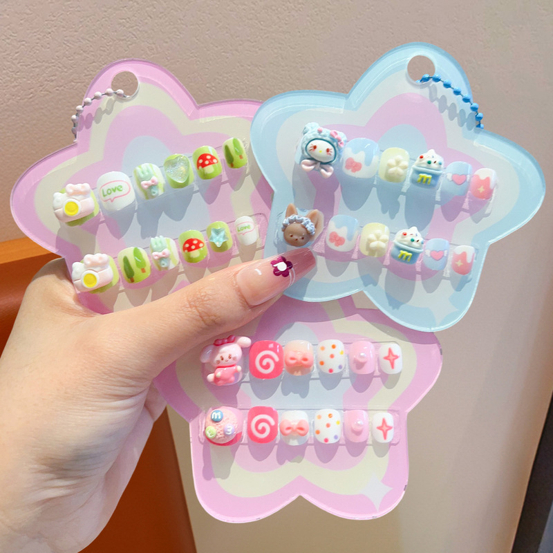 Children's cartoon wearable nails, detachable three-dimensional cute accessories, fake nails, manicure candy, handmade nail patches