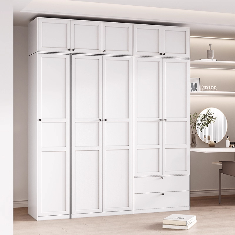Aldehyde-Free Steel Wardrobe Bedroom Combined Wardrobe Rental Room Simple Balcony Storage Cabinet Drawer-Type Iron Wardrobe