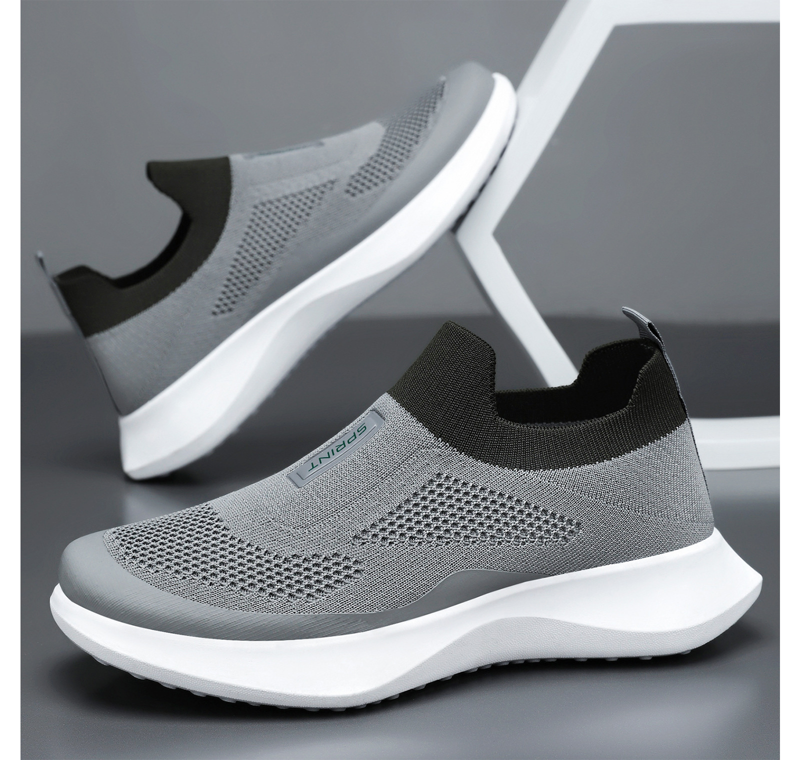 Men's Slip-On Walking Shoes Lightweight Breathable Knit Loafers Comfortable Casual Work Shoes For Men_vogvips.com