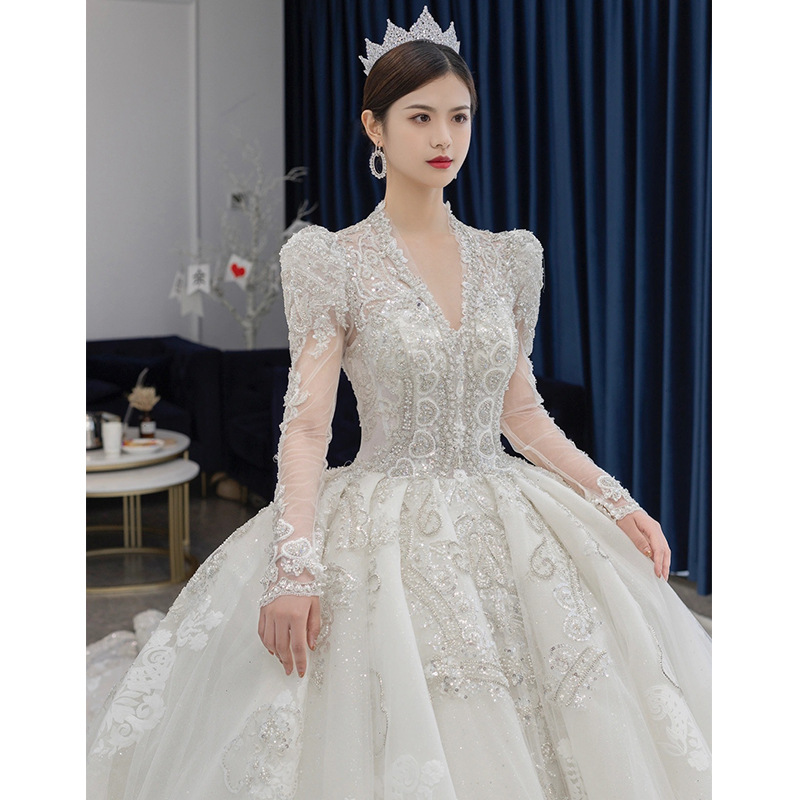 Vestido de novia 2025, nuevo estilo, vestido de novia principal, estilo palacio, sensación de alta gama, cola larga, cintura alta, talla grande para mujeres embarazadas D86. image 3