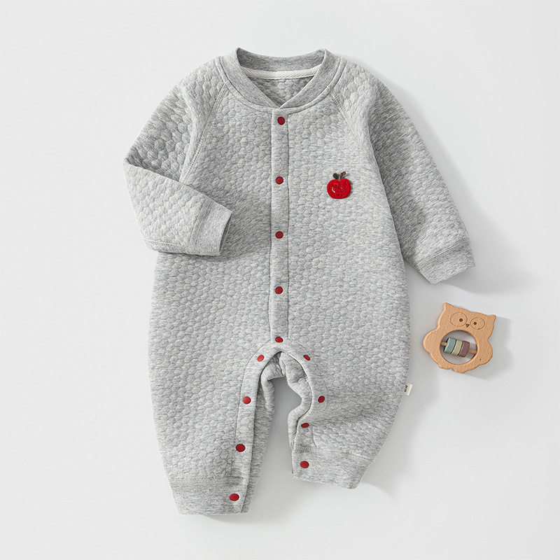 Baby Autumn and Winter Three-Layer Thermal Romper, Class A Safety Seamless Warm Jumpsuit for Newborns, Outdoor Crawling Outfit