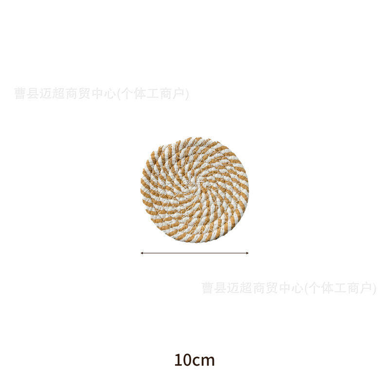 現物の綿織のコースターの円形の食卓の防熱マットのシンプルな日本式のシンプルな食事マットの断熱マットのレストランの砂の鍋のマット|undefined