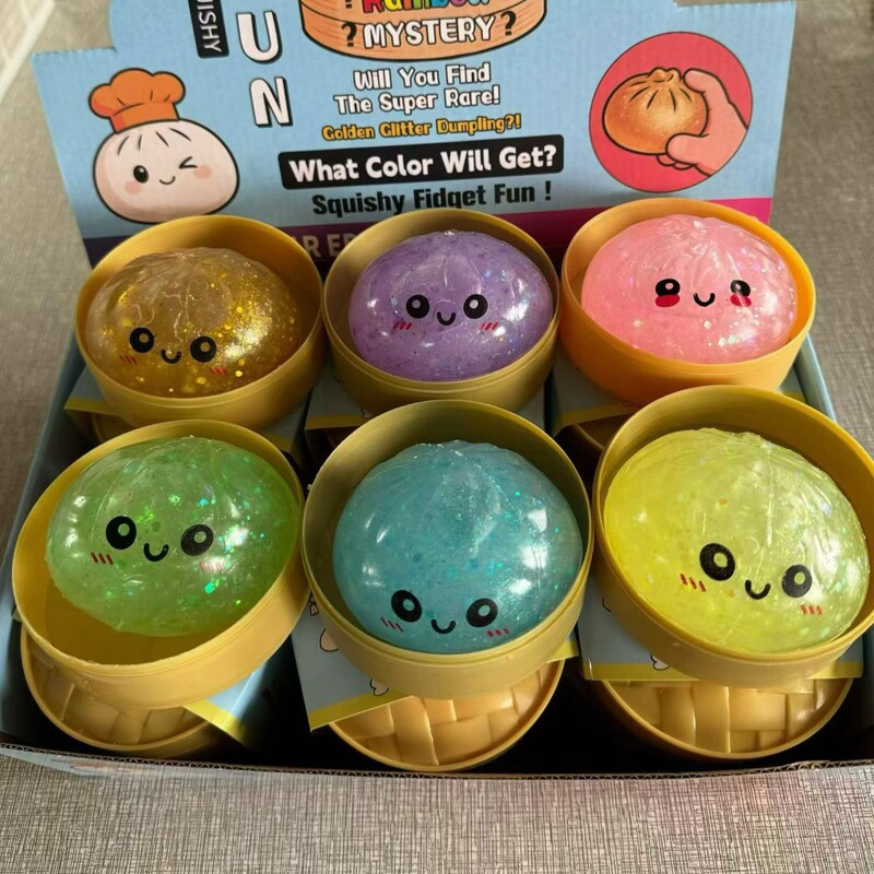 Cross-Border Popular Product Pectin Tk Amazon Dumpling Glitter Steamed Bun Squishy Slow Rebound Stress Relief Toy