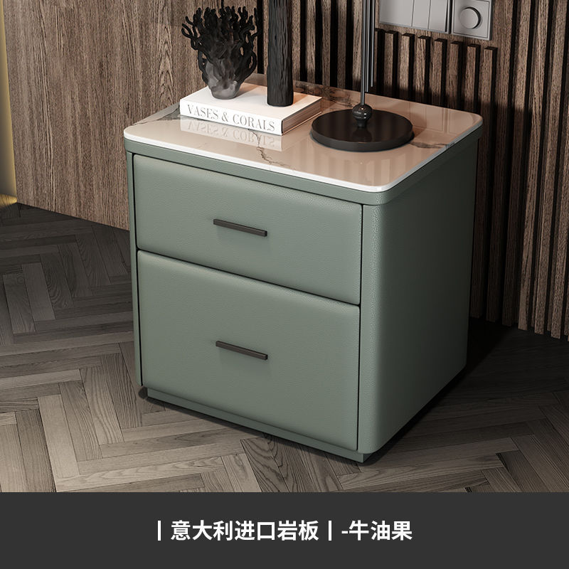 아보카도 그린 단단한 나무 프레임 마이크로 화이버 가죽 + 록 플레이트 테이블 상단