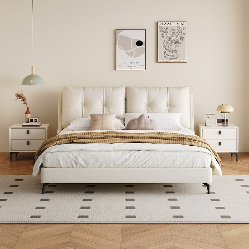 Leather Double Bed 1.8x 2 m Wedding Bed Modern Simple 1.5 m Home New Master Bedroom Solid Wood Big Bed