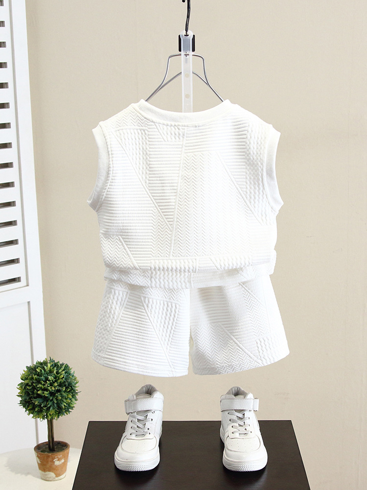 5282 Traje para niños Chaleco sin mangas de verano para niños 2025 Nuevo estilo occidental Vestido de verano para bebés Chaleco de niño fresco y guapo