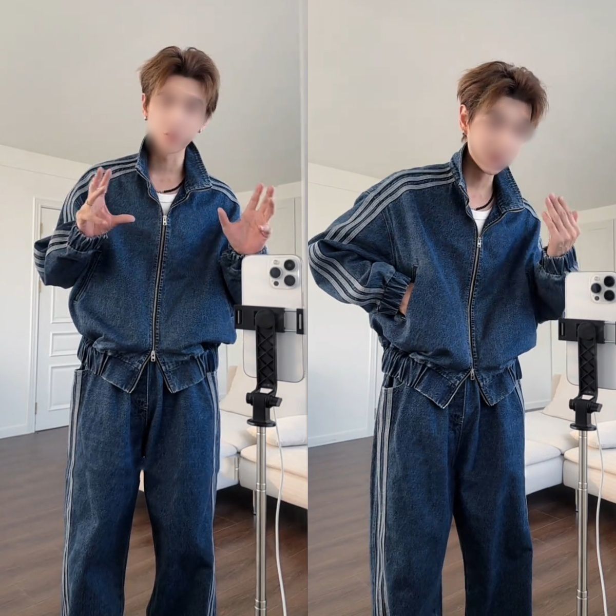 Otoño y invierno de moda nuevo estilo de collar vertical casual vaqueros marca de moda coreana relajada casual lujosa personalidad versátil