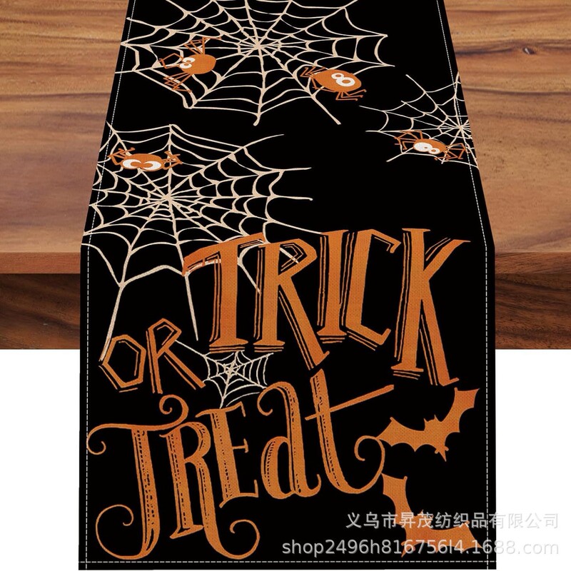 国境を越えた新型ハロウィーン骨格カボチャコウモリテーブル旗家庭装飾テーブルテーブルクロス茶テーブル布|undefined