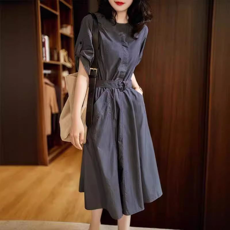 New Style Workwear French Style Shirt dress Women's Wear Design Sense Slim Tight Waist Fashionable Elegant Mid-length Style