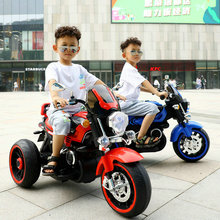 新款儿童电动摩托车 可坐人双驱宝宝电动三轮车 炫酷玩具车批发