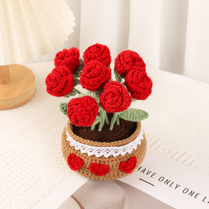 Manual DIY tejido material de crochet girasol hilo de lana casero regalo ramo de lana tejido