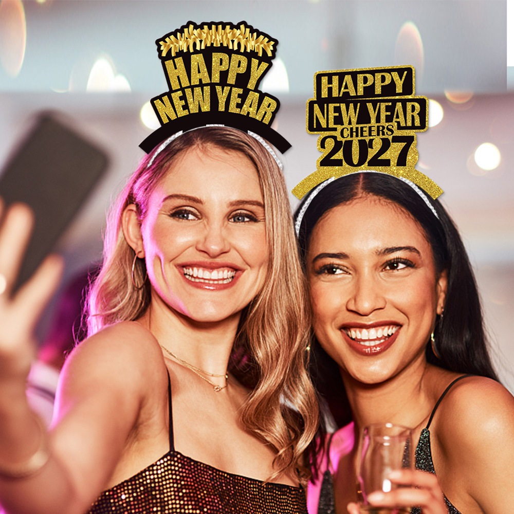 Transfronterizo día de Año Nuevo Fiesta decoración diadema accesorios para el cabello Feliz Año Nuevo diadema Año Nuevo decoración suministros