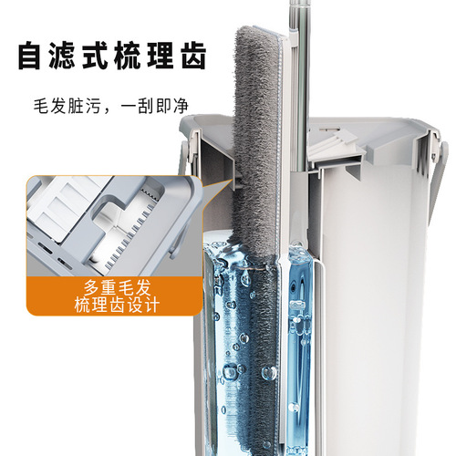 Wholesale dry and wet dual-use horizontal scraper, hand-washable mop, lazy household mop, floor mopping artifact, mop bucket
