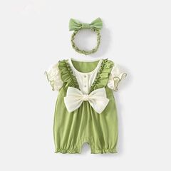 Baby Summer Outfit Clothes Cute Super Cute Fashion Princess Set for Girls Summer Thin Short Sleeve Newborn Onesie