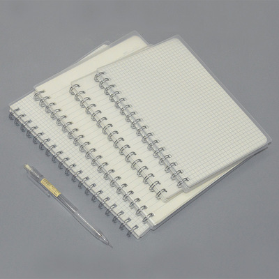 PP線環本B5大號無印簡約透明加厚學生用筆記本橫線網格線圈本批發