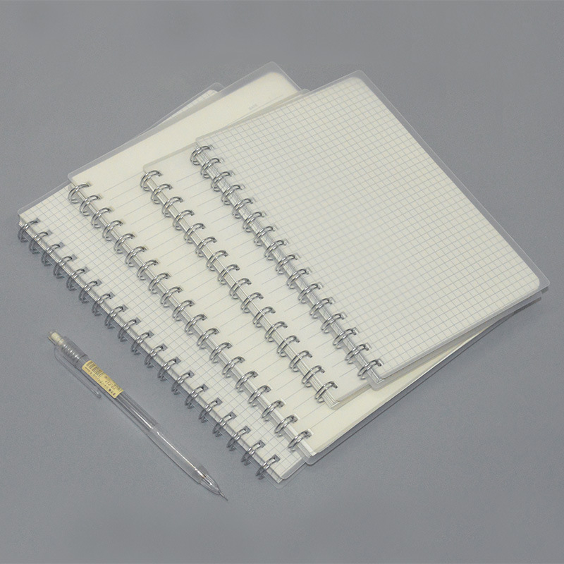 PP線環本B5大號無印簡約透明加厚學生用筆記本橫線網格線圈本批發