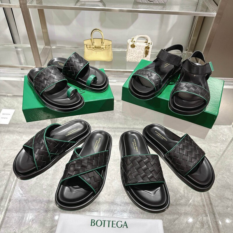 Bv Summer New Genuine Leather Woven Slippers Luxury Fashion Flip-Flops Slip-On Outdoor Non-Slip Sandals Casual Shoes