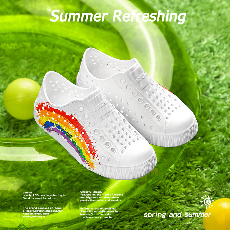 Agujero zapatos de verano niños niñas zapatos de playa lindo de dibujos animados Botas de lluvia padre-hijo antideslizante sandalias impermeables