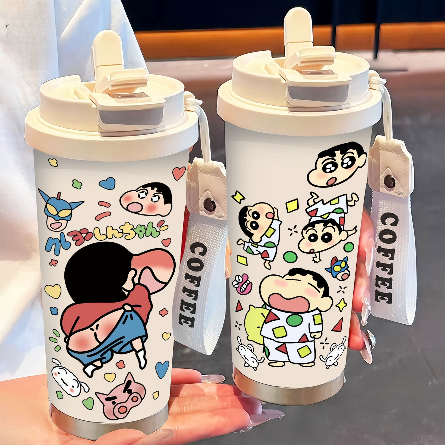 LEBETE Xiaoxin серия, красивый термос, кофейная чашка, женская чашка из нержавеющей стали с двойной соломинкой, керамика большой емкости