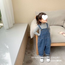 工厂女童背带裤春秋装宝宝裤牛仔裤韩版连体新款童装潮女儿童长裤