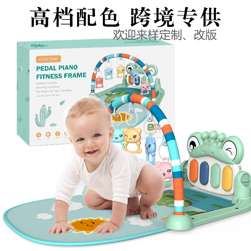 跨境婴儿健身架音乐脚踏琴玩具0-36个月新生儿宝宝音乐钢琴游戏垫