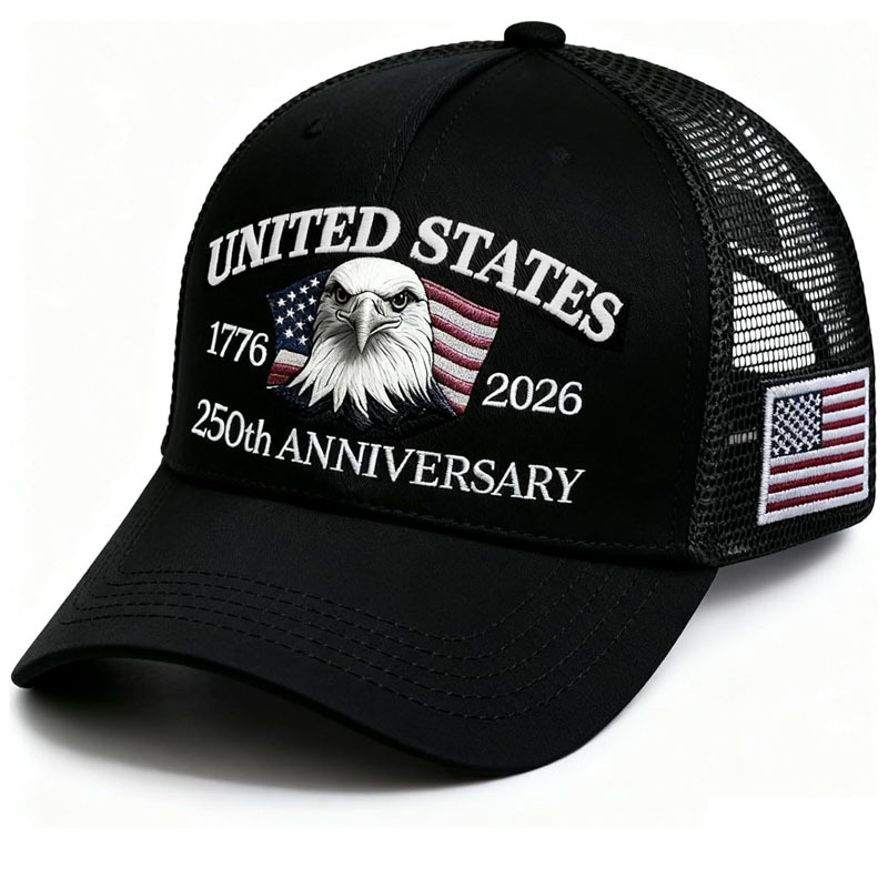 New Cross-Border Embroidered Baseball Cap with American Lettering 250Th Anniversary Design, Outdoor Sports Trucker Hat