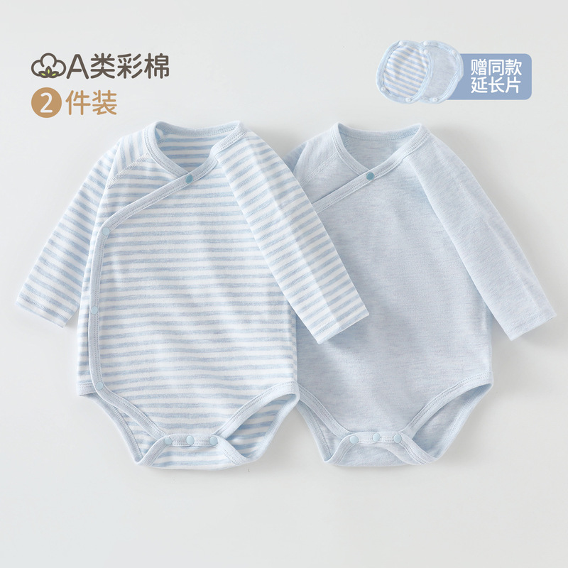 2-Pack with Extension Piece, Spring and Autumn Baby Clothes, Long-Sleeve Romper, Triangle Bodysuit, Colorful Cotton A-Class Jumpsuit