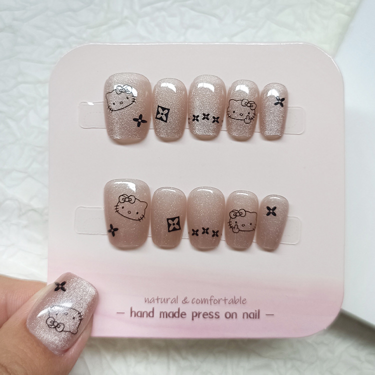 Diez piezas de piezas de uñas de alta calidad hecha a mano, Douyin Xiaohongshu, parche de uñas de venta caliente, armadura de ojo de gato de cristal image 11