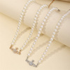 Fashionable metal accessory, necklace from pearl, pendant, European style, wholesale