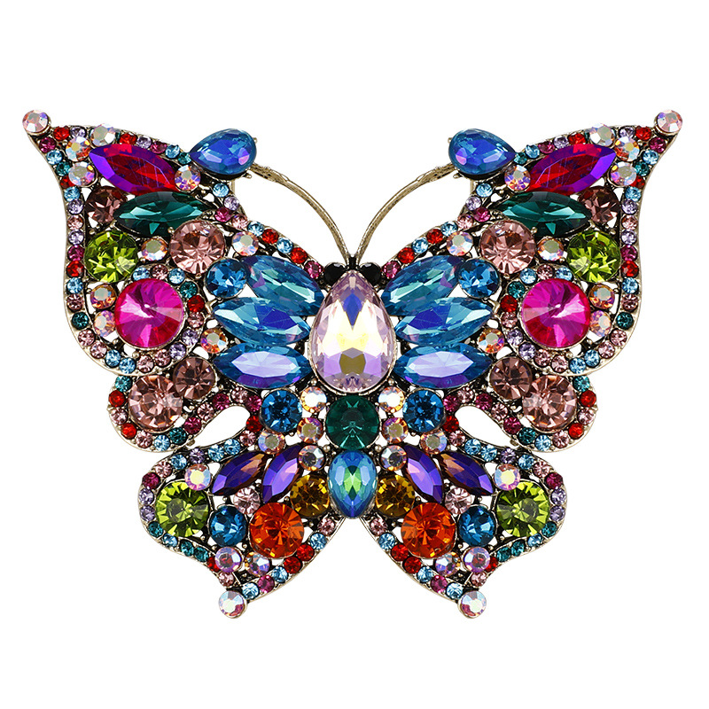 Broche de mariposa con cristales de estilo retro