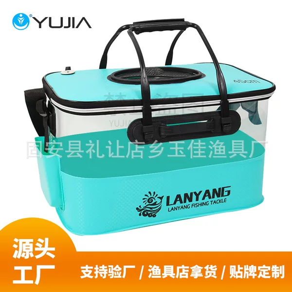 Live fish bucket fishing bucket folding transparent fish bucket wild fishing thickened Luya fish protection bucket fishing gear factory wholesale