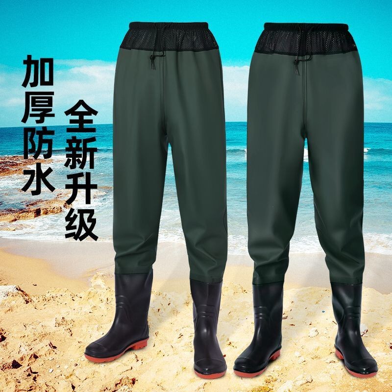 Waterproof Pants, Half-Length Waterproof Rain Pants with Rain Boots for Fishing, Full-Body Men's and Women's One-Piece Water Pants, Waterproof Pants for Going to the Sea