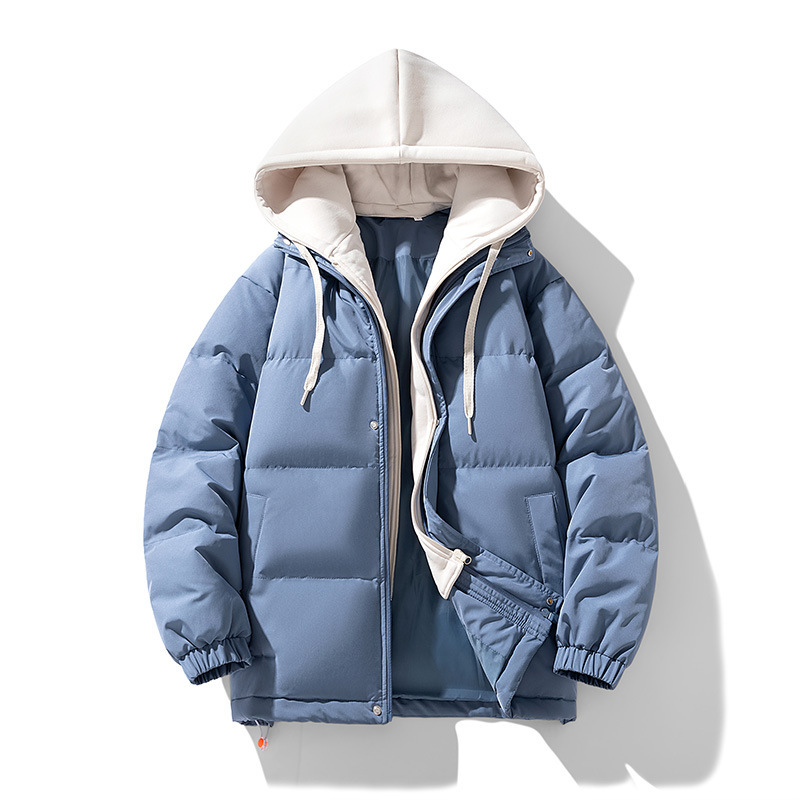 2024 nuevo estilo cálido más terciopelo grueso cómodo y transpirable moda casual pareja falso algodón con capucha de dos piezas