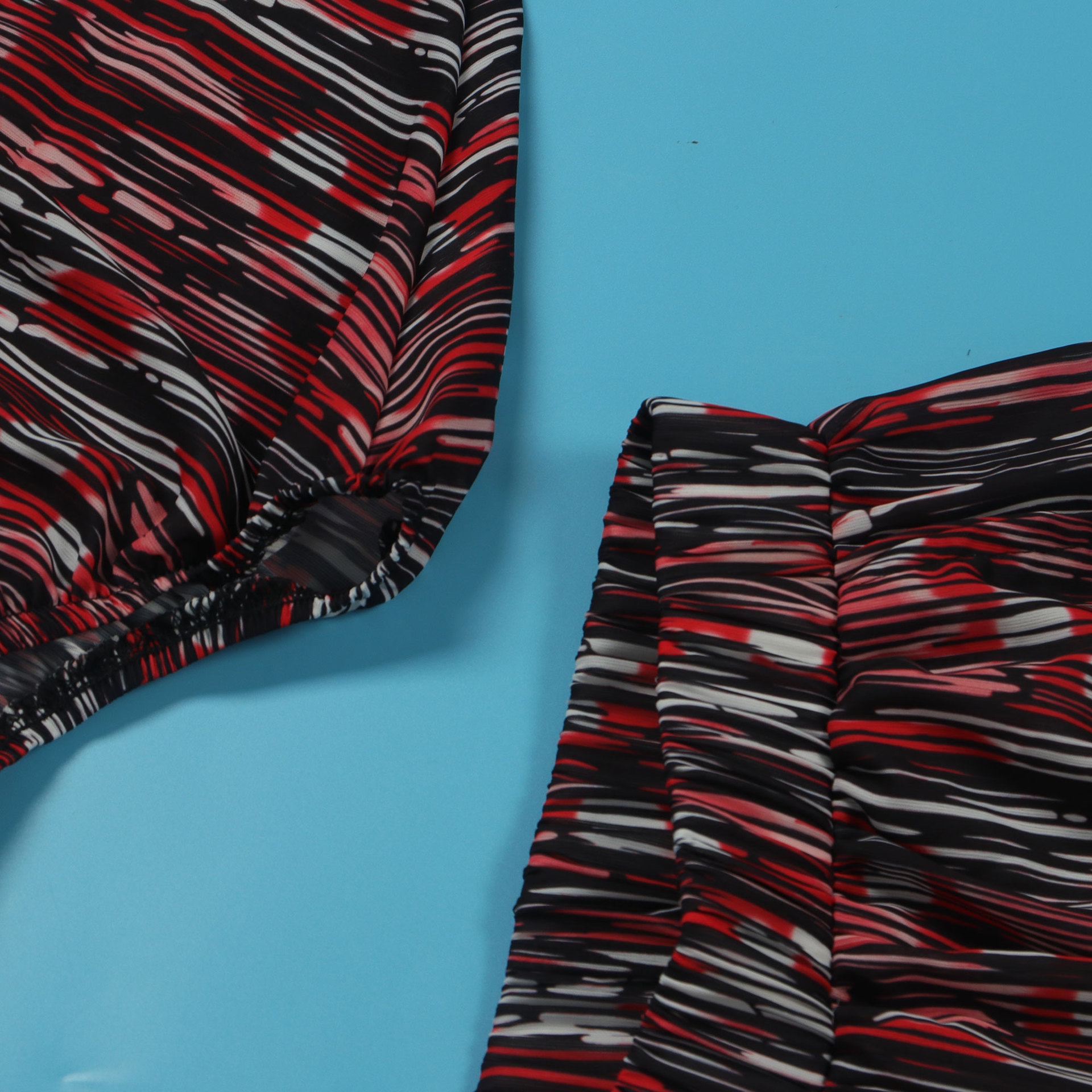 Women Popular Printed Contrast Color V-neck Wide Leg Two Piece Set 29 Women Popular Printed Contrast Color V-neck Wide Leg Two Piece Set