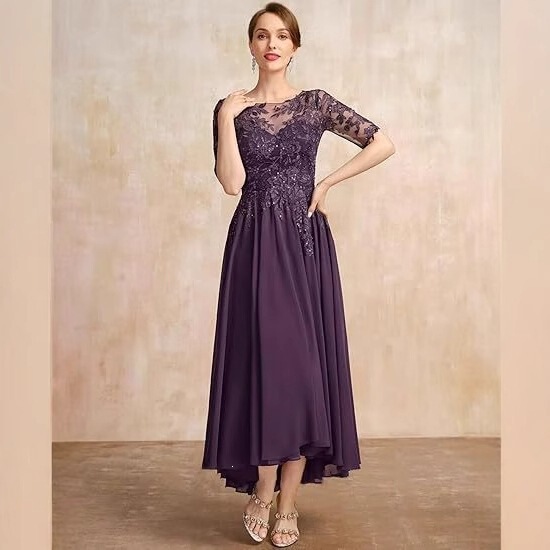 European and American Foreign Trade Evening Dress New Lace Appliqué Dress Adult Ceremony Party Annual Meeting Evening Dress Slim Fit Half-Sleeve European and American Foreign Trade Evening Dress New Lace Appliqué Dress Adult Ceremony Party Annual Meeting Evening Dress Slim Fit Half-Sleeve
