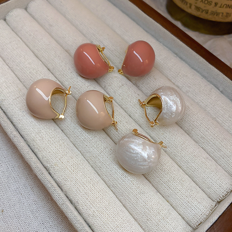 16g Weight Hoop Earrings Classification 1 Pair Retro Ball Enamel Plating Copper Hoop Earrings