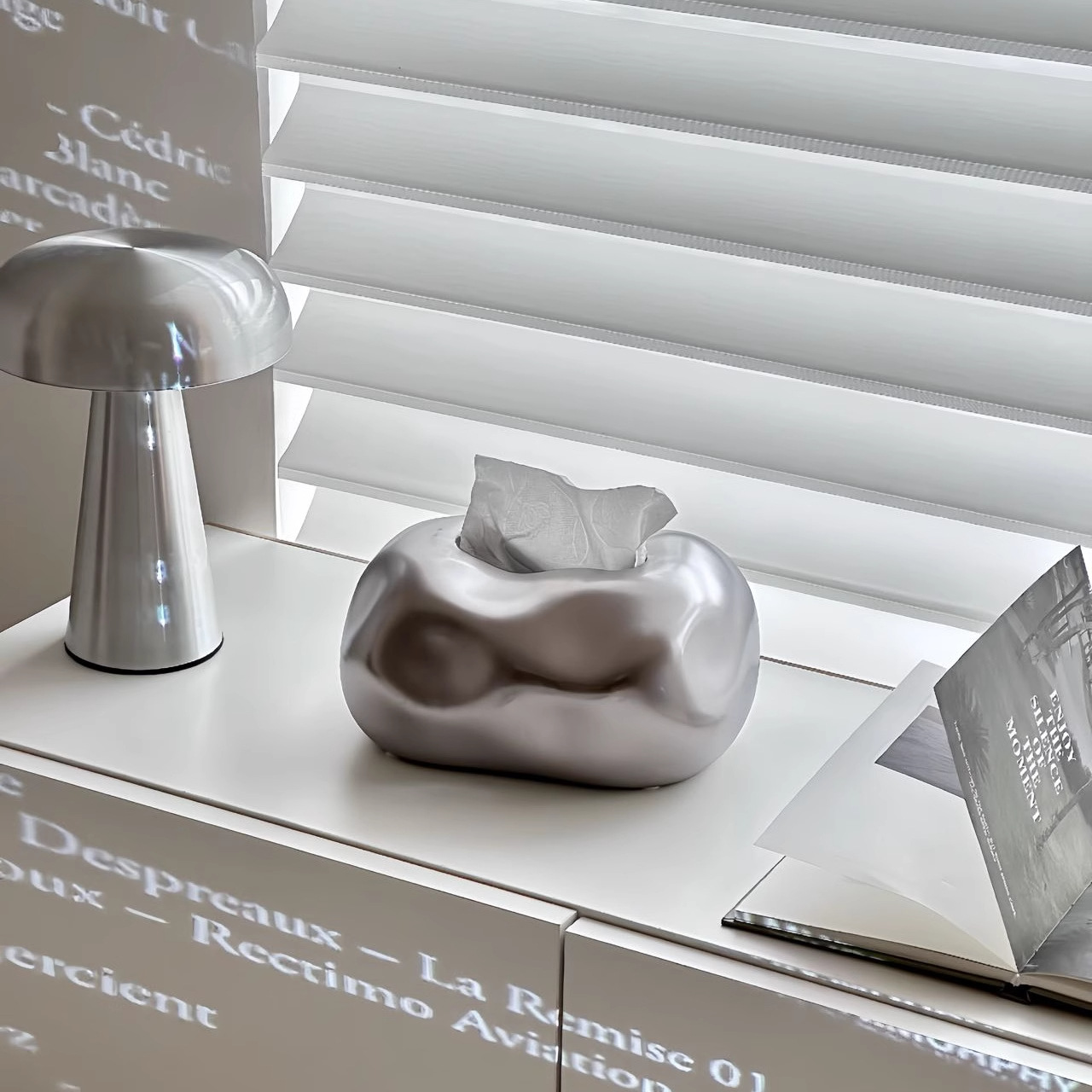 Wabi-sabi tissue box silver