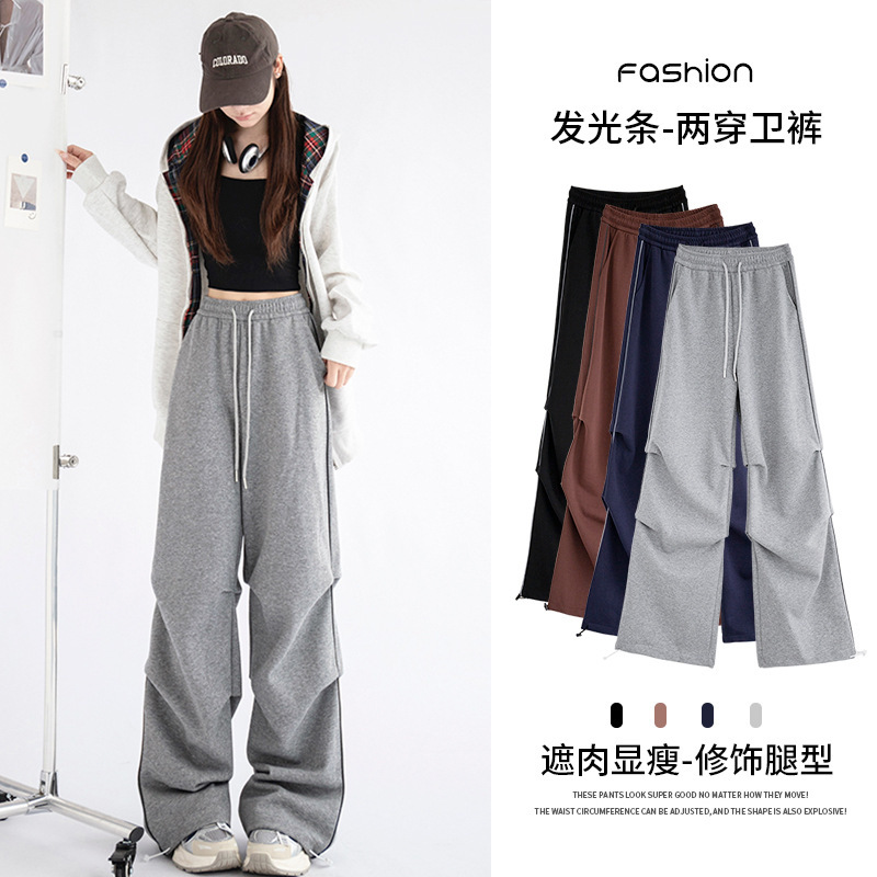 2025 New Summer Style Navy Blue Cargo Pants for Women, Spring and Autumn Style, High Waist, Slim, Loose, Drapey, Sports Wide Leg Casual 2025 New Summer Style Navy Blue Cargo Pants for Women, Spring and Autumn Style, High Waist, Slim, Loose, Drapey, Sports Wide Leg Casual