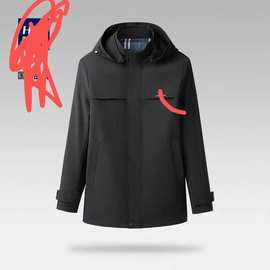 h高级感商务时尚休闲连帽桑蚕丝男生风衣外套002