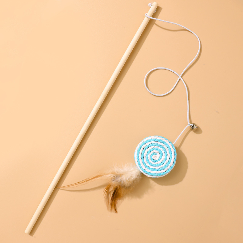 Juego de Varitas de Plumas para Gatos de Cuerda de Cáñamo Con Plumas y Cascabel para Gatos