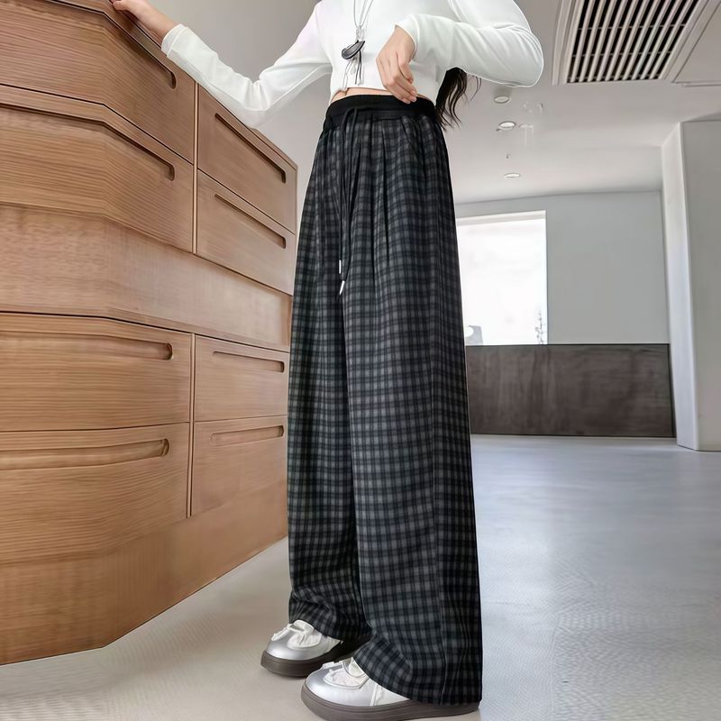女童秋款方格阔腿裤儿童外穿格格打底裤子弯刀裤宝宝直筒休闲长裤|undefined